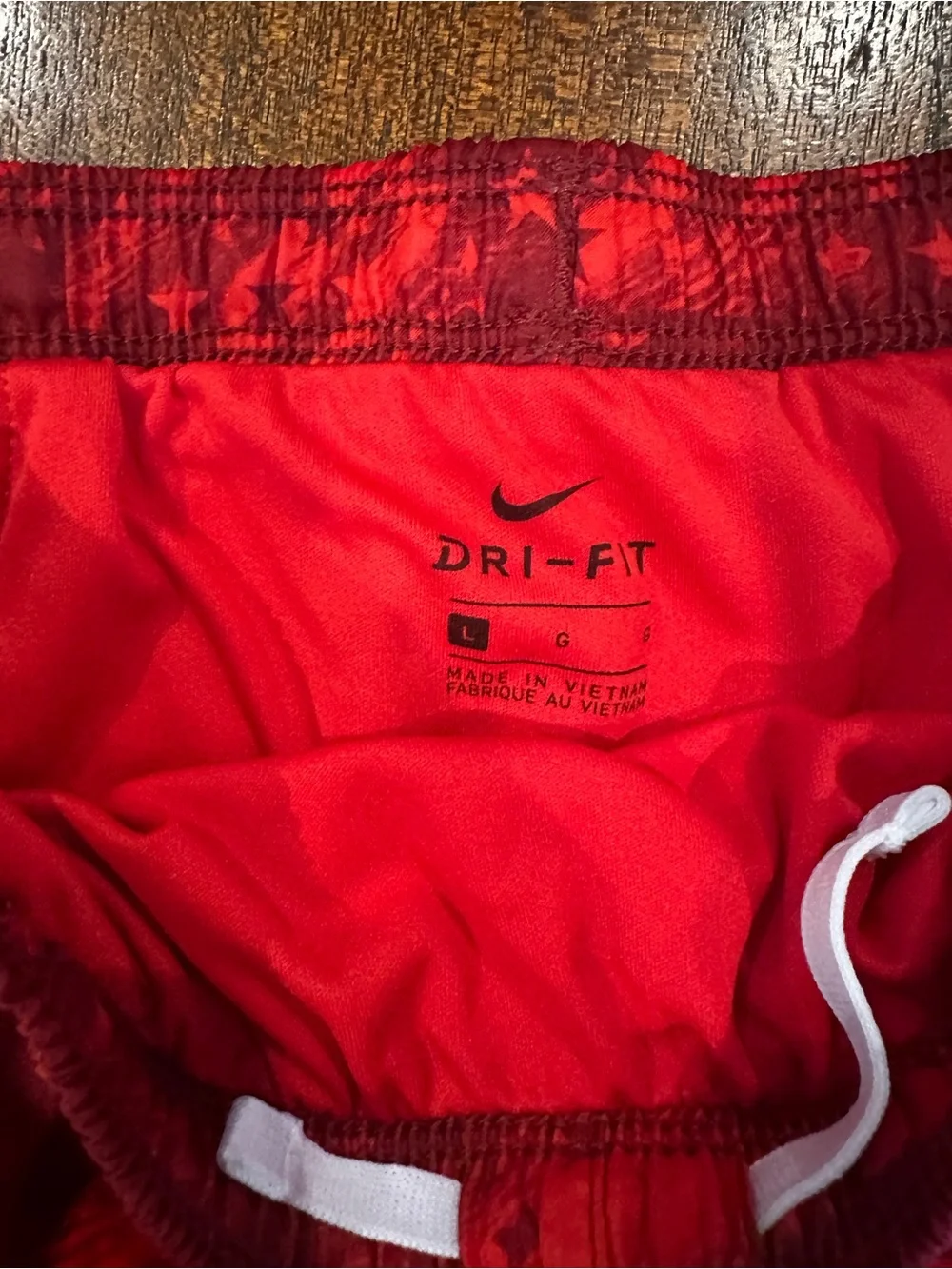 Nike Red Girls' Athletic Running Shorts with White Trim